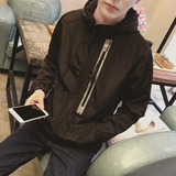 2016春季新款韩版男士港风 反光拉链连帽薄款飞行夹克外套上衣潮