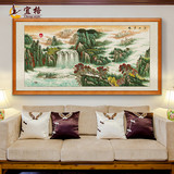 国画锦绣江山如此多娇源远流长中式客厅壁画山水挂画实木框装饰画