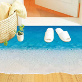 新款海滩地板贴沙滩卧室客厅背景墙贴纸卫生间浴室防水可移除贴画