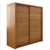北欧日式实木大衣柜橡木 卧室家具组合2门推拉移门衣柜储物柜特价