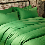 全棉床单四件套纯色绿色纯棉贡缎1.8/2.0m米双人简约素色床上用品