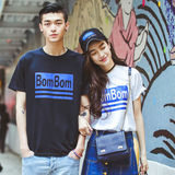 韩国夏装原创潮牌字母印花运动情侣短袖T恤韩版16新款男女体恤衫