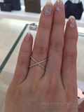西班牙正品代购 TOUS 桃丝熊 时尚简洁交叉双环镶钻石18K白金戒指