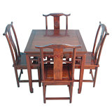 明清仿古 板面小方桌八仙桌餐桌实木榆木四方桌中式餐桌餐椅组合