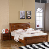 实木床1.8米 榆木床高箱储物厚重款 中式卧室家具 婚床 双人床