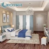 易可 卧室成套家具白色烤漆板式双人床衣柜妆台卧室套装组合L615