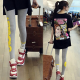 韩版新款女装薄款莫代尔字母印花长裤大码宽松显瘦外穿小脚打底裤