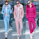 加厚羽绒棉衣两件套2015冬季新品时尚女装修身运动装休闲套装女潮