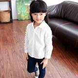 2016春季新款韩范学院风百搭修身白衬衫女童长袖镂空袖打底衫春款