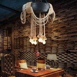 美式乡村loft北欧工业创意个性麻绳轮胎吊灯咖啡厅复古装饰灯具