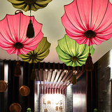 新中式特色手绘布艺灯笼吊灯伞灯餐厅客厅书房酒店茶楼过道工程灯