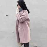 吉鑫蔓2016新款秋冬韩版中长款时尚毛呢大衣女装显瘦廓形呢子外套