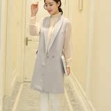韩国2016新款薄马甲女春秋装中长款韩版时尚显瘦西装外套无袖背心