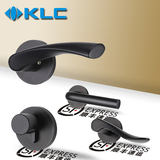 德国KLC 现代简约锁室内房门锁 黑色太空铝分体锁把手三件套装
