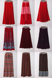 秋装冬装孤品复古古着vintage 红色条纹相间中长款A字半身裙女装
