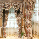 高档欧式别墅雪尼尔提花窗帘布料遮光卧室客厅成品定制