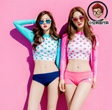 韩国代购16新韩版时尚波点长袖短款紧身健身防晒运动速干T恤女夏