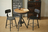 定制 新款美式北欧复古实木铁艺餐桌椅组合长方形奶茶店酒吧桌椅