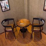 美式复古铁艺实木茶几户外阳台休闲桌椅三件套奶茶店咖啡厅餐桌椅