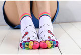 四季纯棉女士五指袜 可爱卡通糖果色5分趾袜性感表情短筒全棉袜