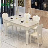 欧集大理石餐桌 全实木餐桌椅组合现代简约小户型客厅长方形饭桌