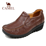 Camel/骆驼正品休闲鞋 春季新款坡跟女鞋 套脚舒适休闲单鞋妈妈鞋