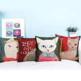 卡通定制个性创意日式和服宠物系列 棉麻抱枕靠枕车垫沙发垫