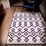 原创北欧黑白几何地毯卧室床边沙发地毯客厅茶几样板间地毯定制