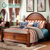 林氏木业美式床1.8米欧式床双人床乡村复古婚床古典大床家具MSA2
