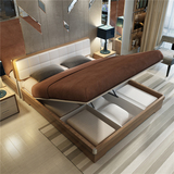 板式床双人床白色简约现代1.8/5米高箱储物床气动收纳地暖床特价