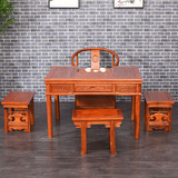 明清仿古南榆木茶桌椅组合中式小户型实木功夫茶几客厅抽屉茶艺桌