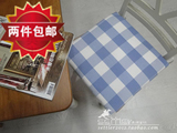 地中海简约宜家风 大格子餐椅垫 纯棉蓝色坐垫 优质海绵垫 座椅垫