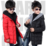 2015冬款男童装毛线连帽假两件棉衣服韩版加厚保暖棉袄中大童外套