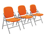 皮面软座培训椅带写字板折叠椅子会议椅记者椅新闻椅橙色十个起订