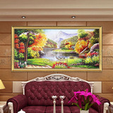 纯手绘风景油画欧式客厅沙发背景墙装饰画手工山水聚宝盆正品挂画