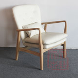 日式设计师单人沙发椅实木北欧宜家布艺休闲水曲柳时尚简约扶手椅