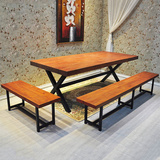 北欧宜家实木餐桌 简洁长方形原木桌椅子简约多功能办公桌椅组合