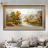 恒雨艺术欧式客厅沙发背景墙装饰画定制手绘乡村风景油画正品