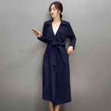 新款2016春装韩版修身长风衣外套女装大码长外套女装款品牌正品