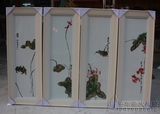 景德镇陶瓷瓷板画名家手绘窑变荷花图四条屏装饰画挂屏摆设