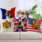 欧式美国英国国旗动物时尚抱枕沙发靠枕办公室靠枕汽车靠背含芯套
