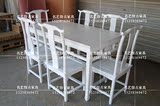 长餐桌全实木家具 茶桌白色两用简单组合特价明清仿古