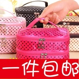 包邮防水化妆包韩国可爱大号容量双层手提化妆箱多层化妆品收纳包