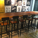 美式复古实木铁艺吧台咖啡餐厅吧凳休闲桌椅组合酒吧高脚桌椅