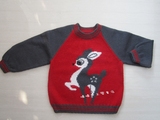 手工编织儿童毛衣男女宝宝婴儿小鹿圆领开衫送礼童装纯羊毛线三利