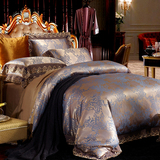 法式家纺 天丝莫代尔全棉贡缎提花四件套结婚庆大红床单床上用品