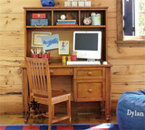 美式实木书桌美式儿童实木书桌电脑桌带书架组合环保儿童家具定做
