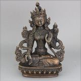 藏传佛教用品密宗白度母绿度母尼泊尔纯黄铜紫铜佛像小摆件香炉