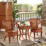 天然印尼进口真藤椅小户型三件套桌椅休闲茶几阳台组合庭院包邮