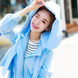 2016春季新款韩版女装收腰显瘦中长款长袖连帽薄款女式风衣外套女